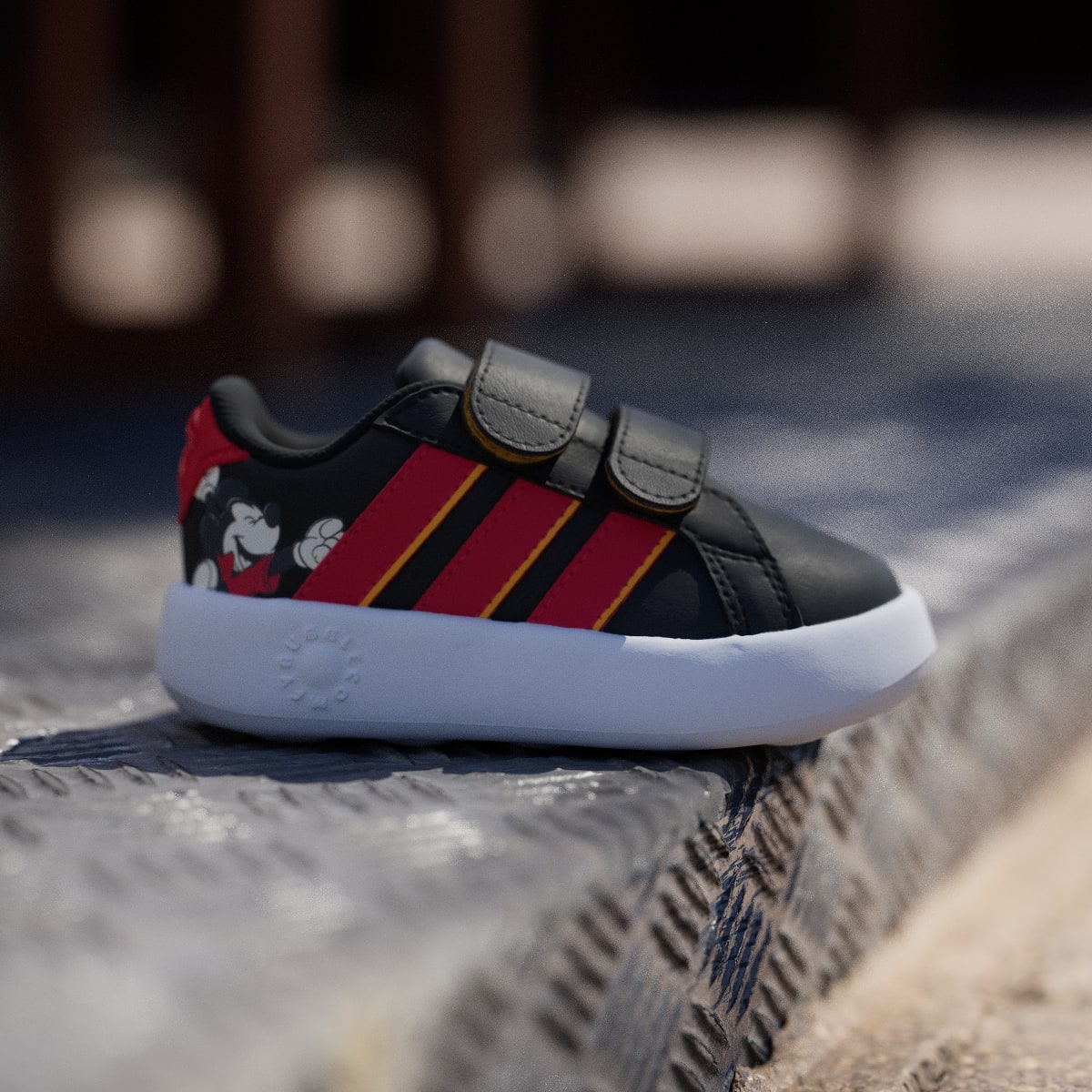 Adidas Kids' ADIDAS DISNEY MICKEY MOUSE GRAND COURT SHOES INFANTS - Core Black / Pure Ruby / Crew Yellow - Image 3