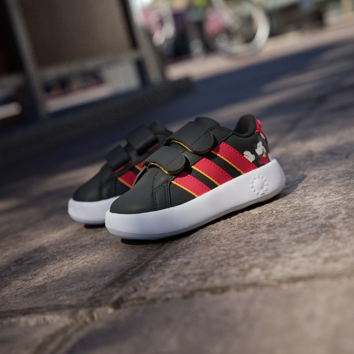 Adidas Kids' ADIDAS DISNEY MICKEY MOUSE GRAND COURT SHOES INFANTS - Core Black / Pure Ruby / Crew Yellow - Image 8