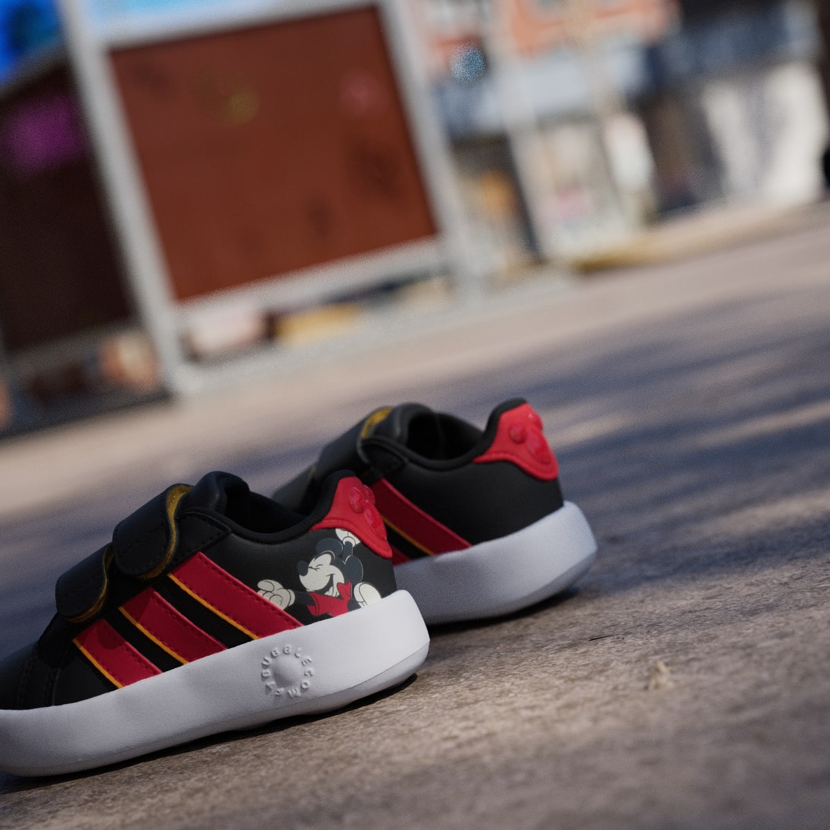 Adidas Kids' ADIDAS DISNEY MICKEY MOUSE GRAND COURT SHOES INFANTS - Core Black / Pure Ruby / Crew Yellow - Image 9