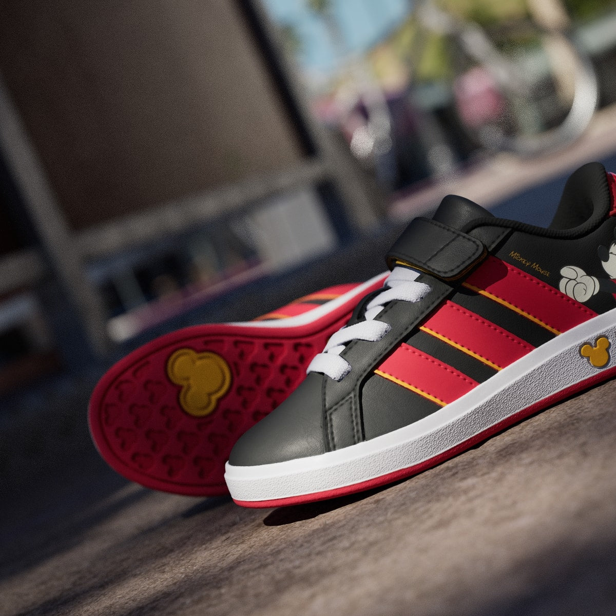 Adidas Kids' ADIDAS DISNEY MICKEY MOUSE GRAND COURT SHOES KIDS - Core Black / Pure Ruby / Crew Yellow - Image 10