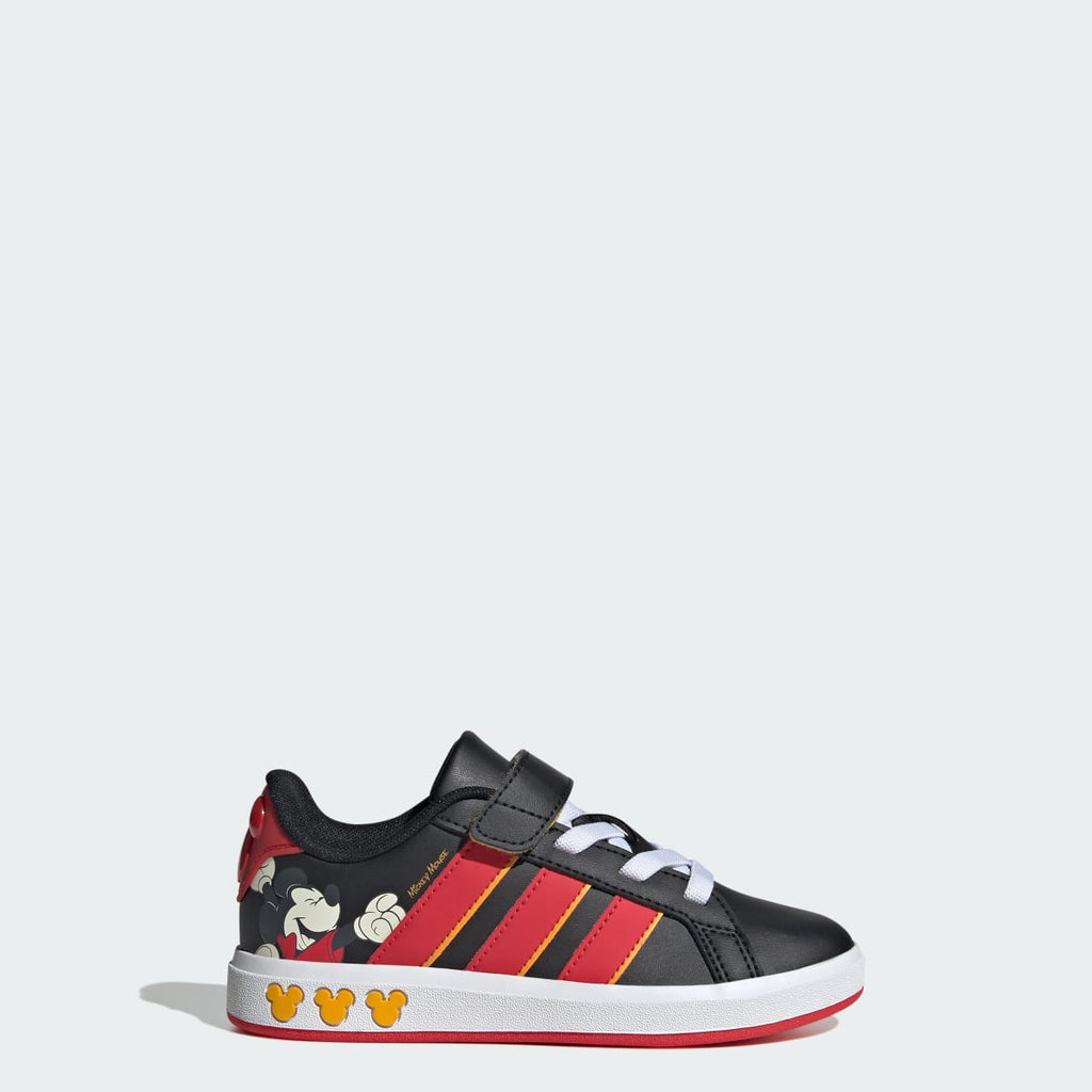 Adidas Kids' ADIDAS DISNEY MICKEY MOUSE GRAND COURT SHOES KIDS - Core Black / Pure Ruby / Crew Yellow - Image 1