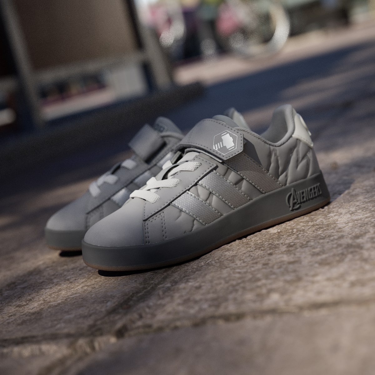 Adidas Kids' ADIDAS MARVEL AVENGERS GRAND COURT SHOES KIDS - Grey Three / Silver Metallic / Grey One - Image 8