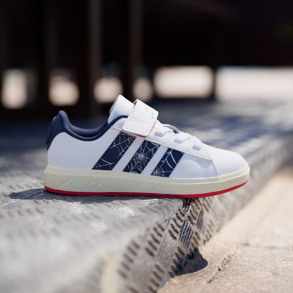 Adidas Kids' ADIDAS MARVEL SPIDER-MAN GRAND COURT SHOES KIDS - Cloud White / Dark Blue / Warm Vanilla - Image 3