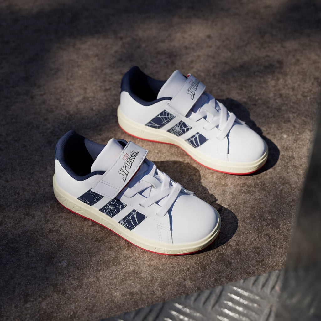 Adidas Kids' ADIDAS MARVEL SPIDER-MAN GRAND COURT SHOES KIDS - Cloud White / Dark Blue / Warm Vanilla - Image 5