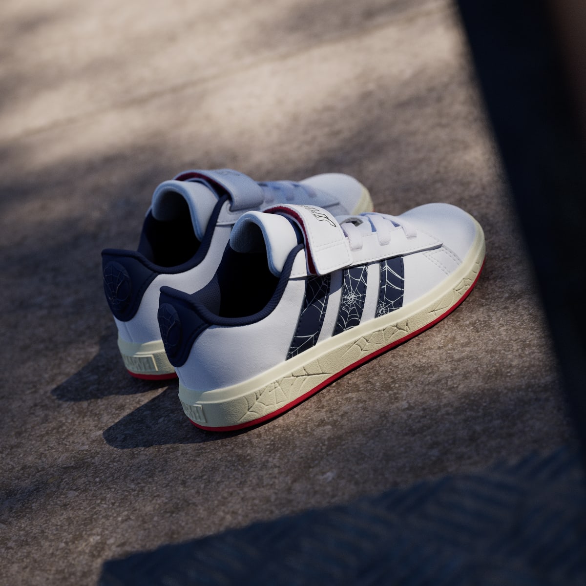 Adidas Kids' ADIDAS MARVEL SPIDER-MAN GRAND COURT SHOES KIDS - Cloud White / Dark Blue / Warm Vanilla - Image 6