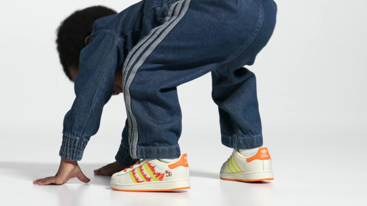 Adidas Kids' ADIDAS Pokémon SUPERSTAR II ELASTIC LACE SHOES - Cream White / Shock Yellow / Bright Orange - Image 2