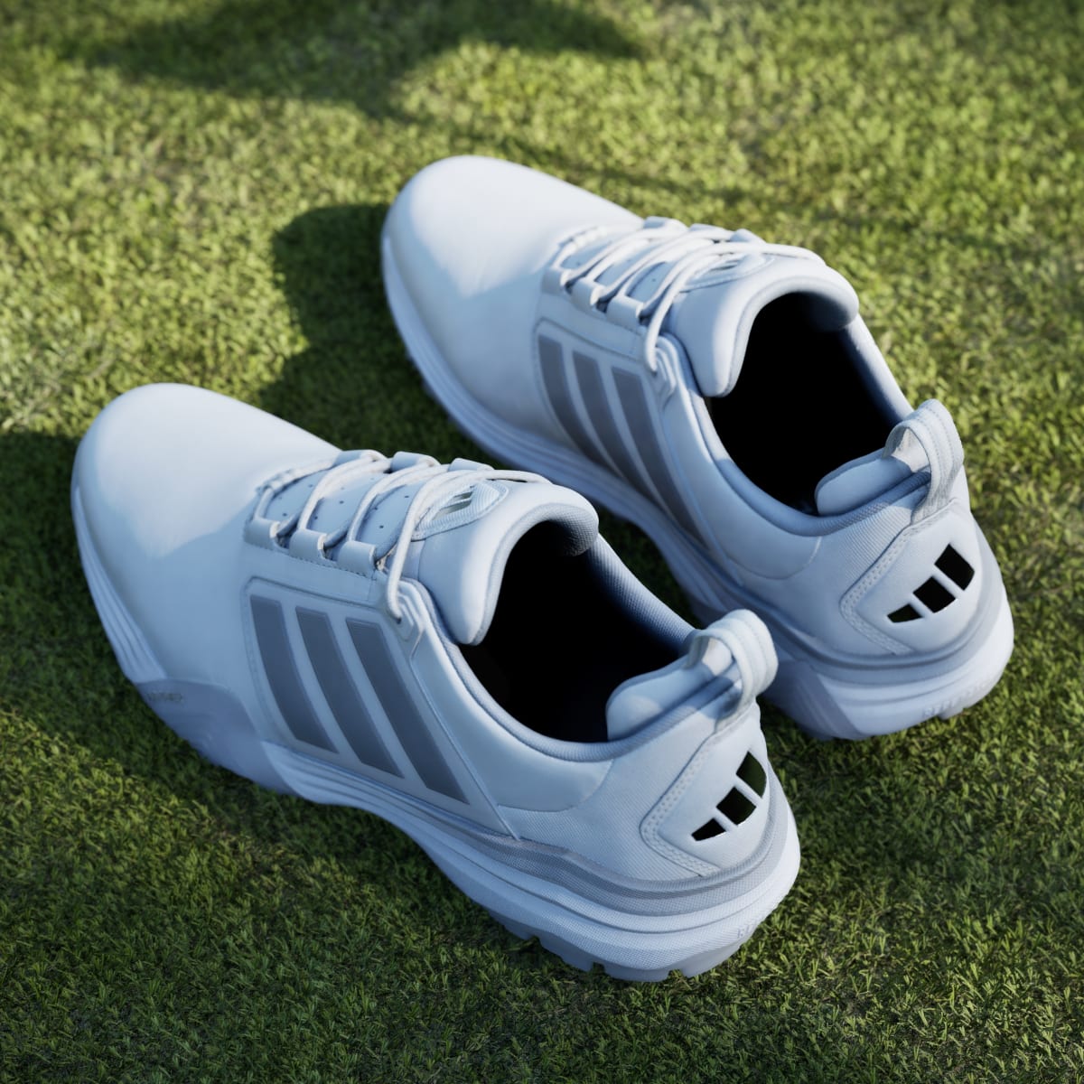 Adidas Men's ADIPOWER 26 SPIKELESS GOLF SHOES - Cloud White / Silver Metallic / Halo Silver - Image 8