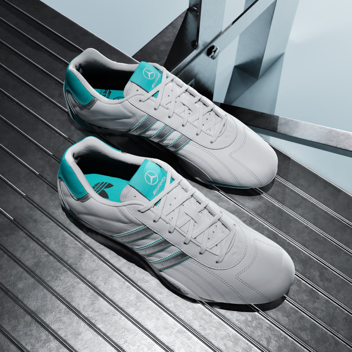 Adidas Women's ADIRACER LO MERCEDES AMG PETRONAS F1 TEAM SHOES - Cloud White / Matte Silver / Semi Mint Rush - Image 8