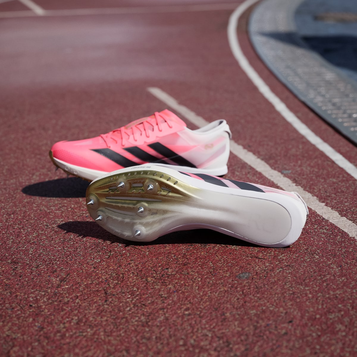 Adidas Women's ADIZERO FINESSE Shoes - Solar Turbo / Core Black / Gold Metallic - Image 4