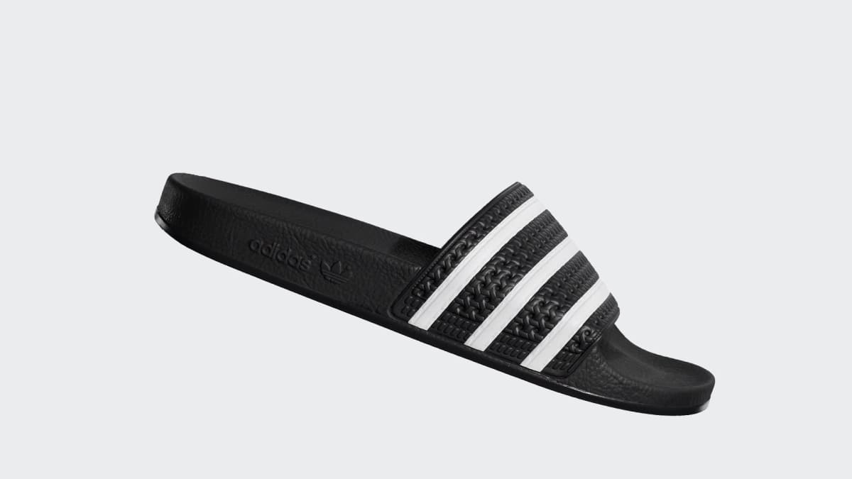 Adidas Men's Adilette Slides - Core Black / White / Core Black - Image 2