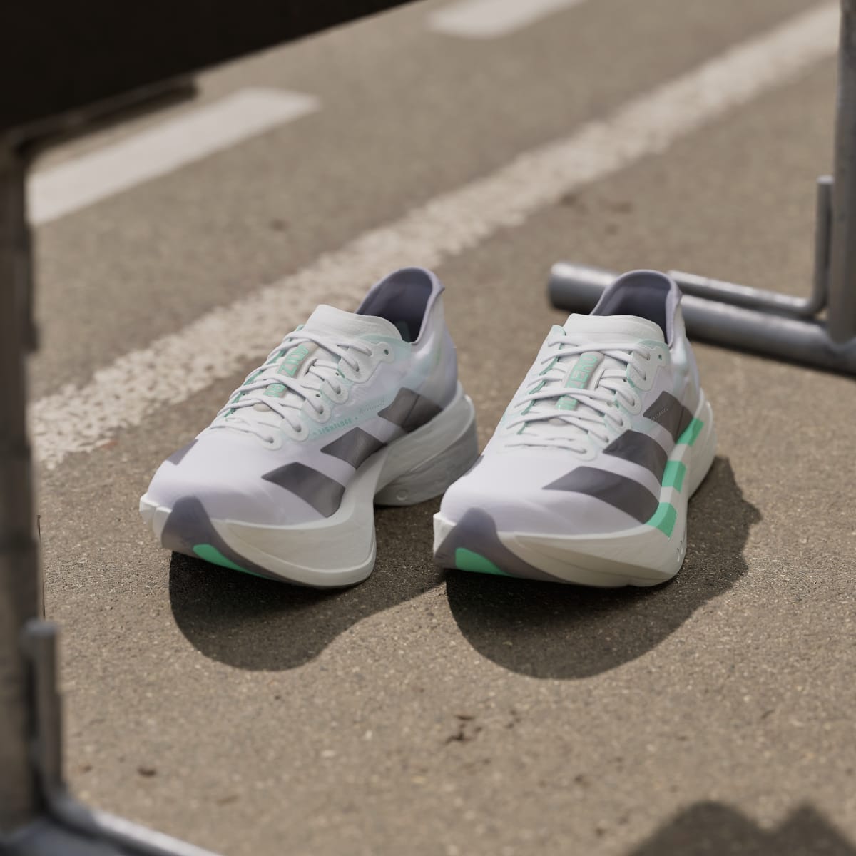 Adidas Women's Adizero Adios Pro 4 Shoes - Cloud White / Iron Metallic / Pulse Mint - Image 5
