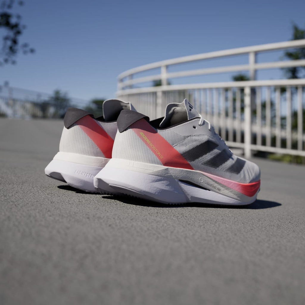 Adidas Men's Adizero Boston 12 Shoes - Cloud White / Aurora Met. / Solar Red - Image 6