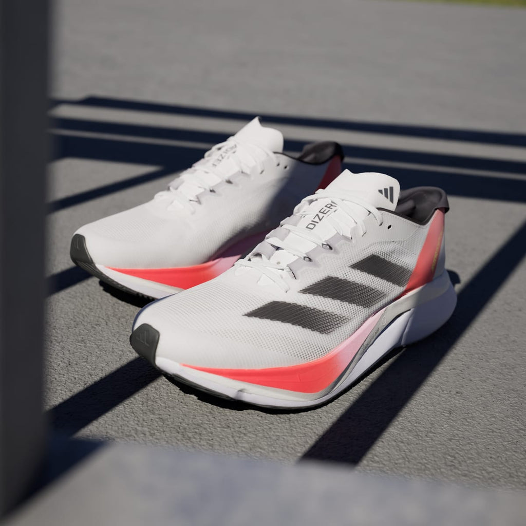 Adidas Men's Adizero Boston 12 Shoes - Cloud White / Aurora Met. / Solar Red - Image 8