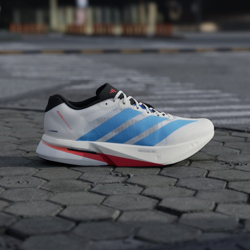 Adidas Men's Adizero Boston 13 Running Shoes - Off White / Light Blue / Gold Metallic - Image 3