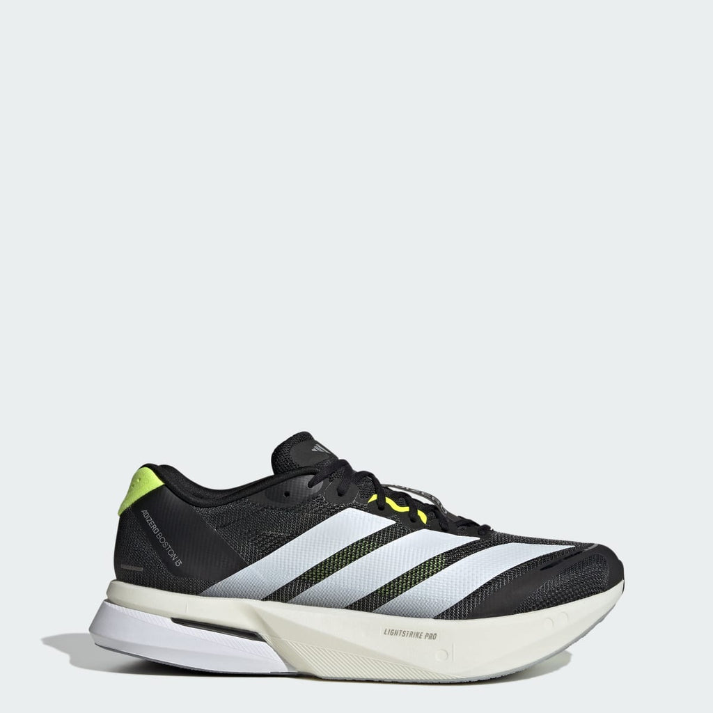 Adidas Men's Adizero Boston 13 Shoes - Black / Cloud White / Solar Yellow - Image 1