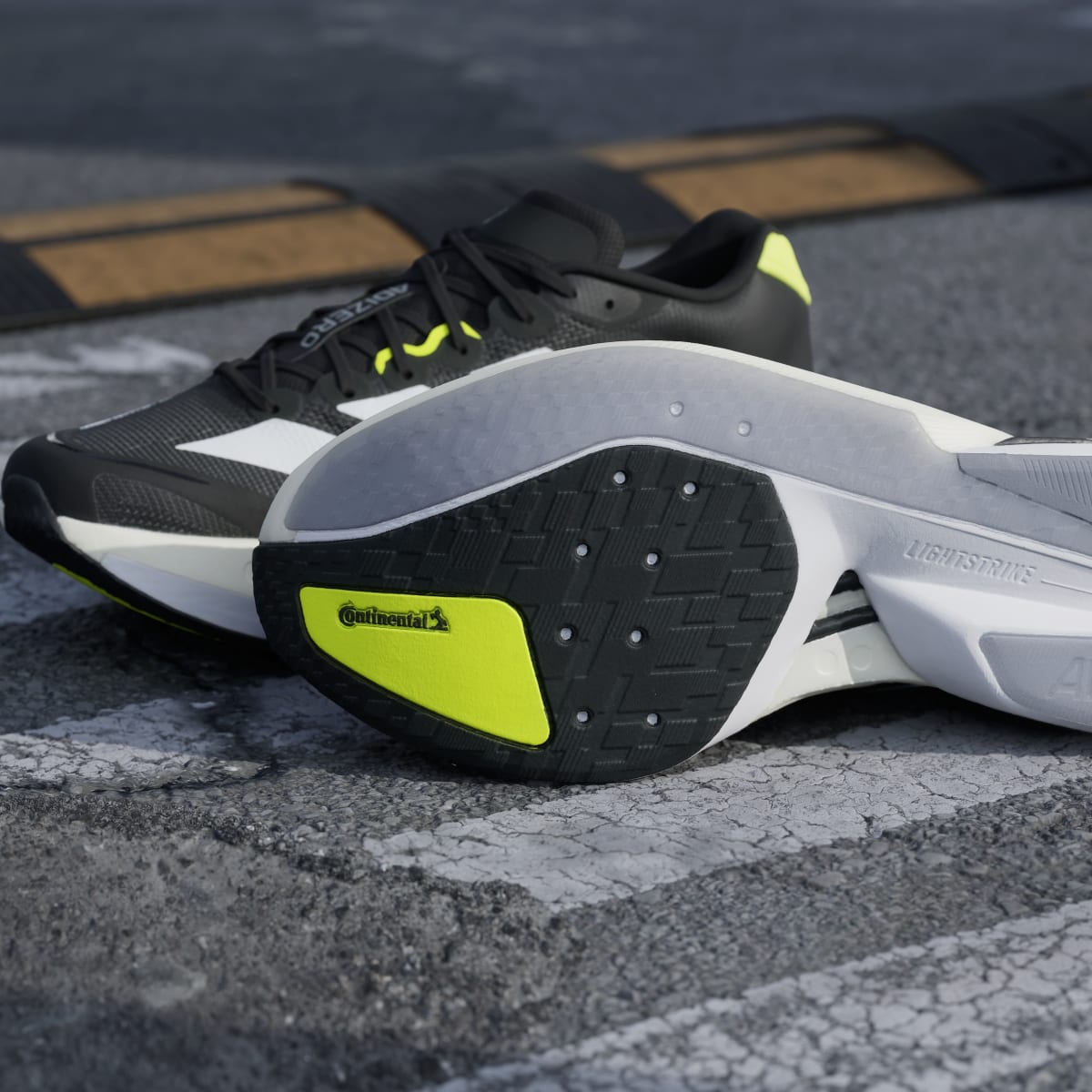 Adidas Men's Adizero Boston 13 Shoes - Black / Cloud White / Solar Yellow - Image 11