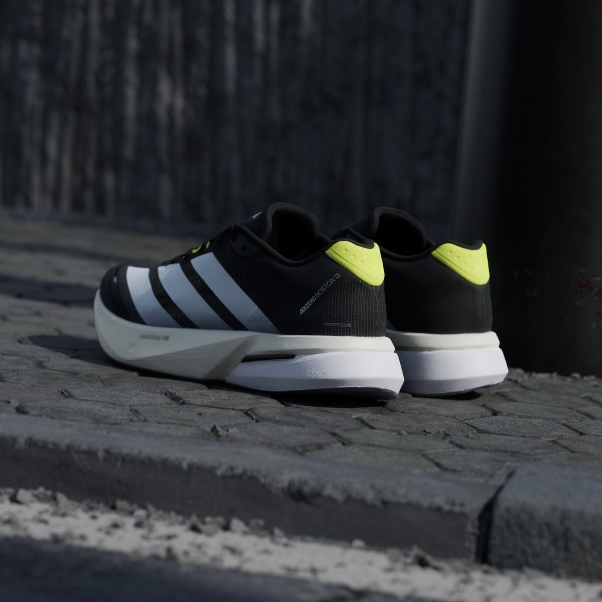 Adidas Men's Adizero Boston 13 Shoes - Black / Cloud White / Solar Yellow - Image 6