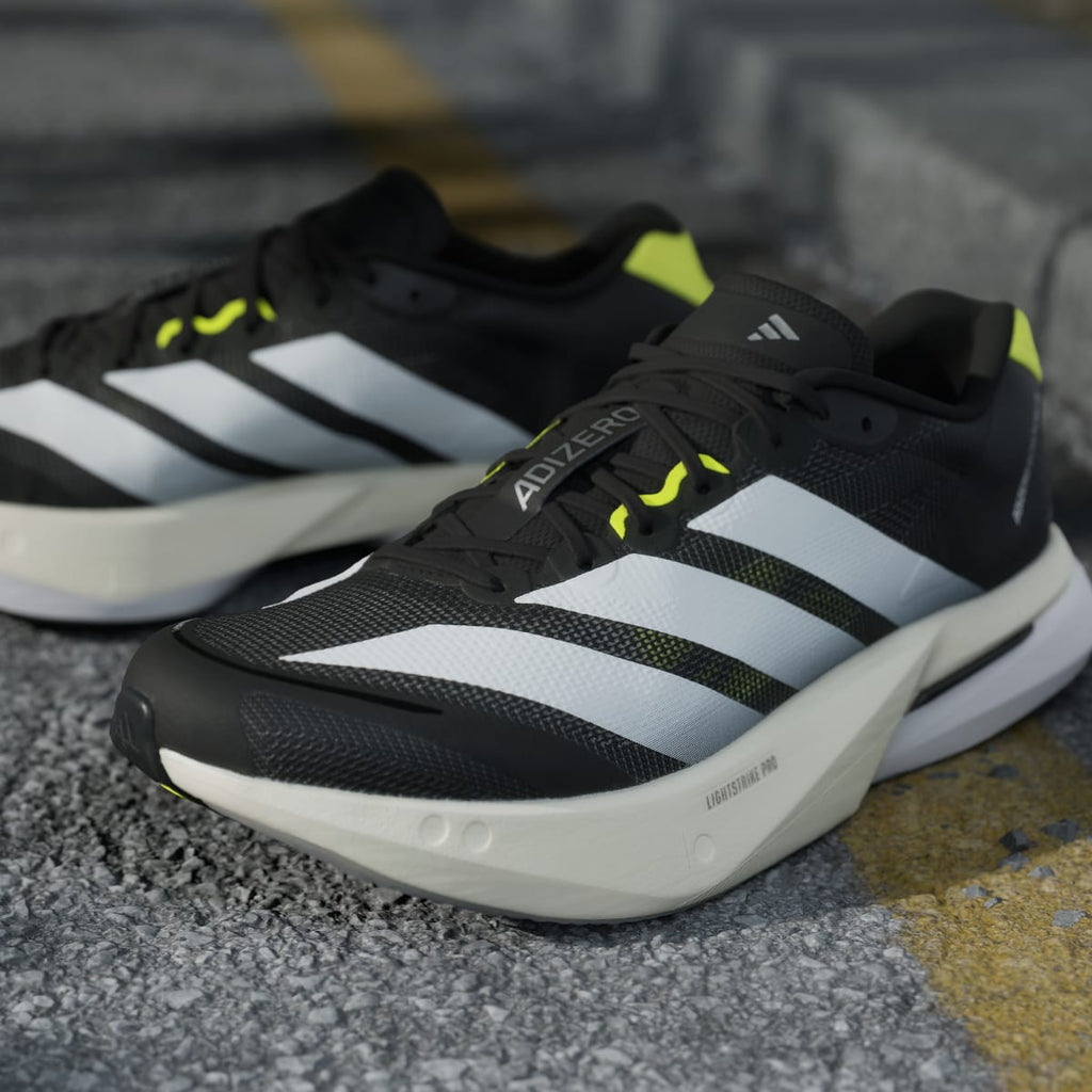 Adidas Men's Adizero Boston 13 Shoes - Black / Cloud White / Solar Yellow - Image 9