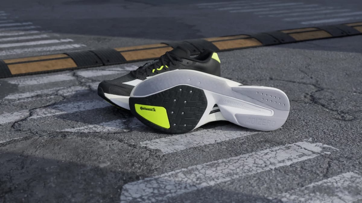 Adidas Men's Adizero Boston 13 Shoes - Black / Cloud White / Solar Yellow - Image 2