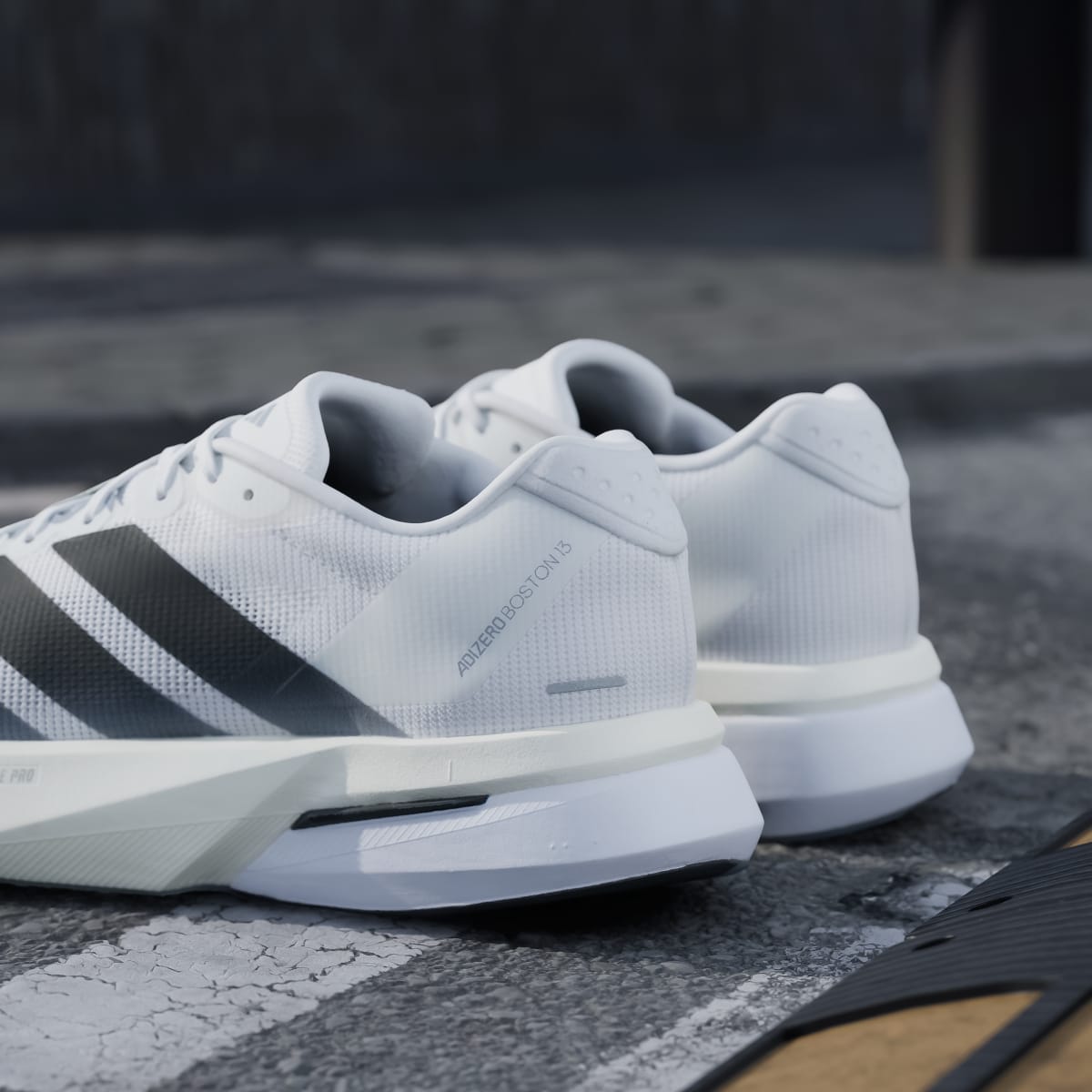 Adidas Men's Adizero Boston 13 Shoes - Cloud White / Core Black / Dash Grey - Image 10