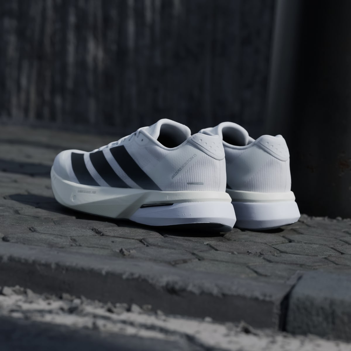 Adidas Men's Adizero Boston 13 Shoes - Cloud White / Core Black / Dash Grey - Image 6