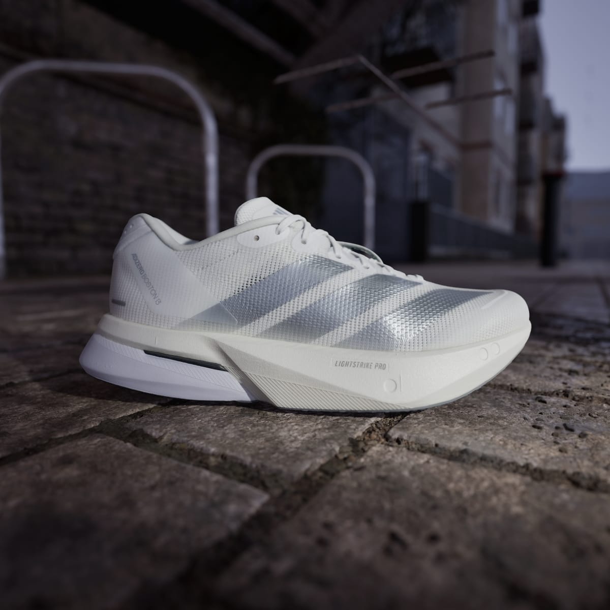 Adidas Women's Adizero Boston 13 Shoes - Cloud White / Matte Silver / Dash Grey - Image 3