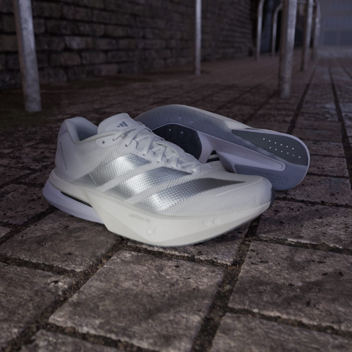 Adidas Women's Adizero Boston 13 Shoes - Cloud White / Matte Silver / Dash Grey - Image 8
