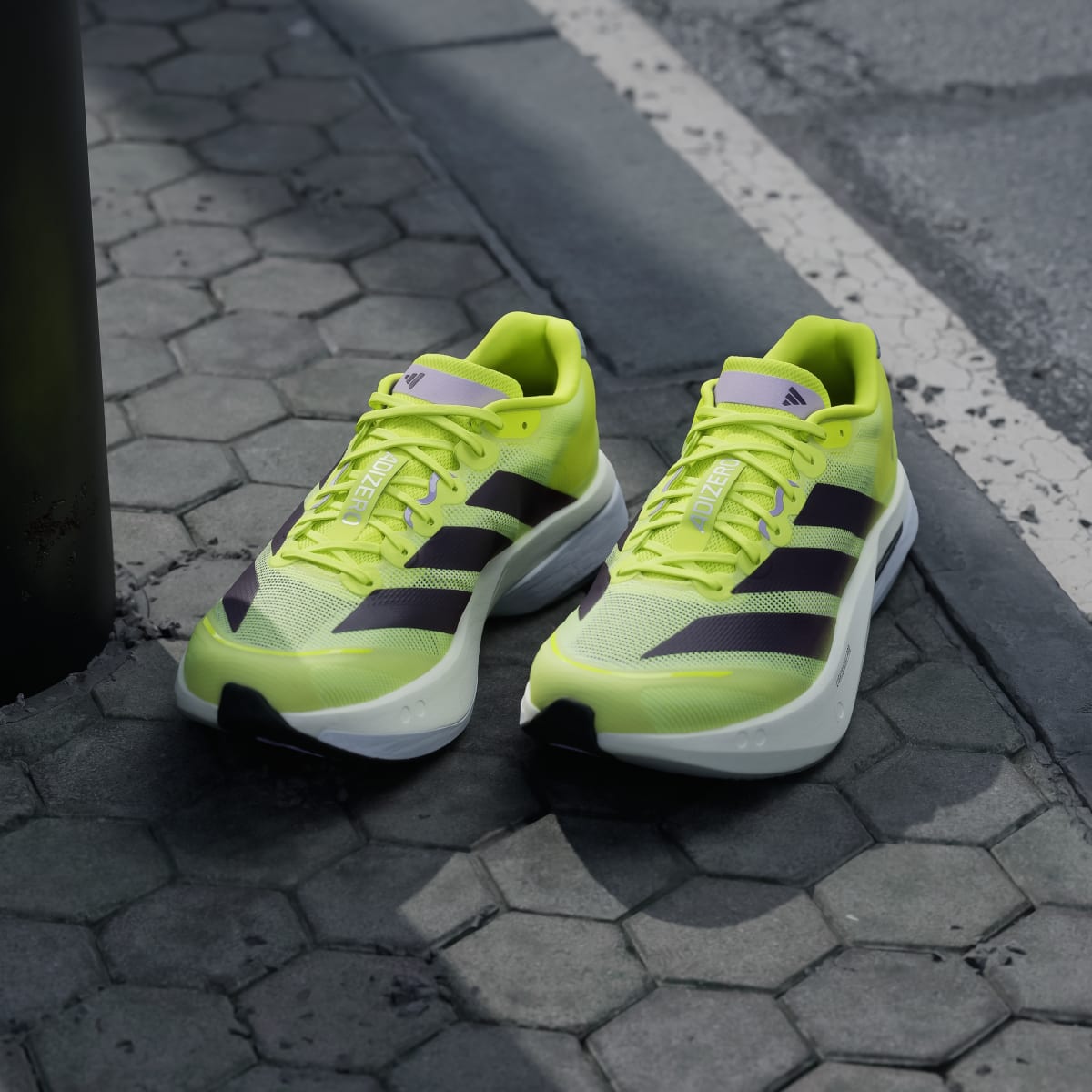 Adidas Men's Adizero Boston 13 Shoes - Solar Yellow / Aurora Plum / Powder Plum - Image 5