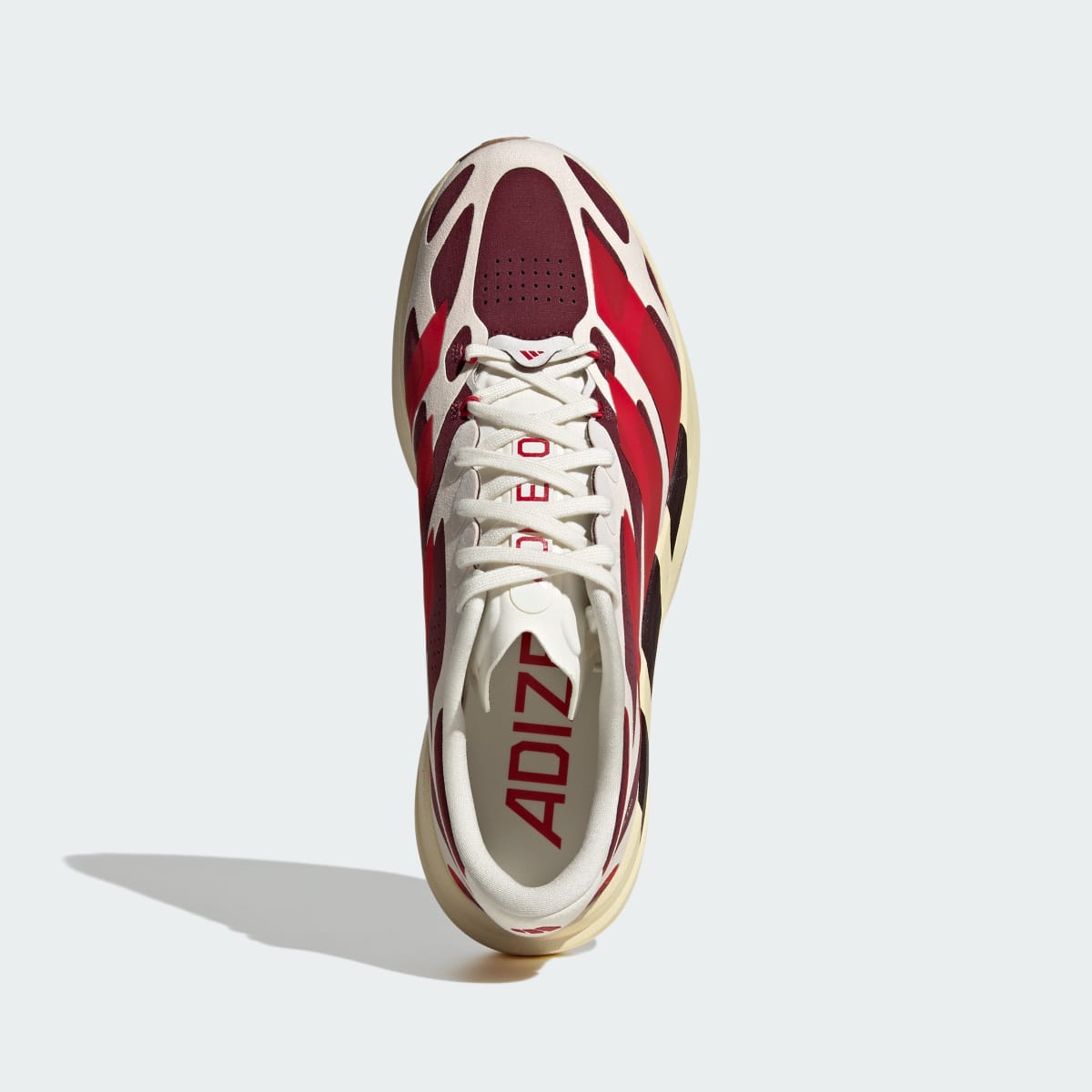 Adidas Men's Adizero EVO SL EXO SUEDE Shoes - Off White / Better Scarlet / Maroon - Image 2