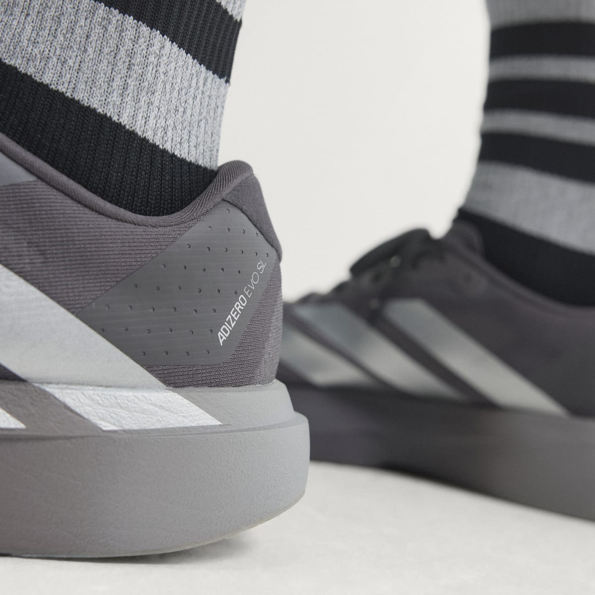 Adidas Men's Adizero EVO SL Shoes - Grey Strata / Silver Metallic / Light Granite - Image 7