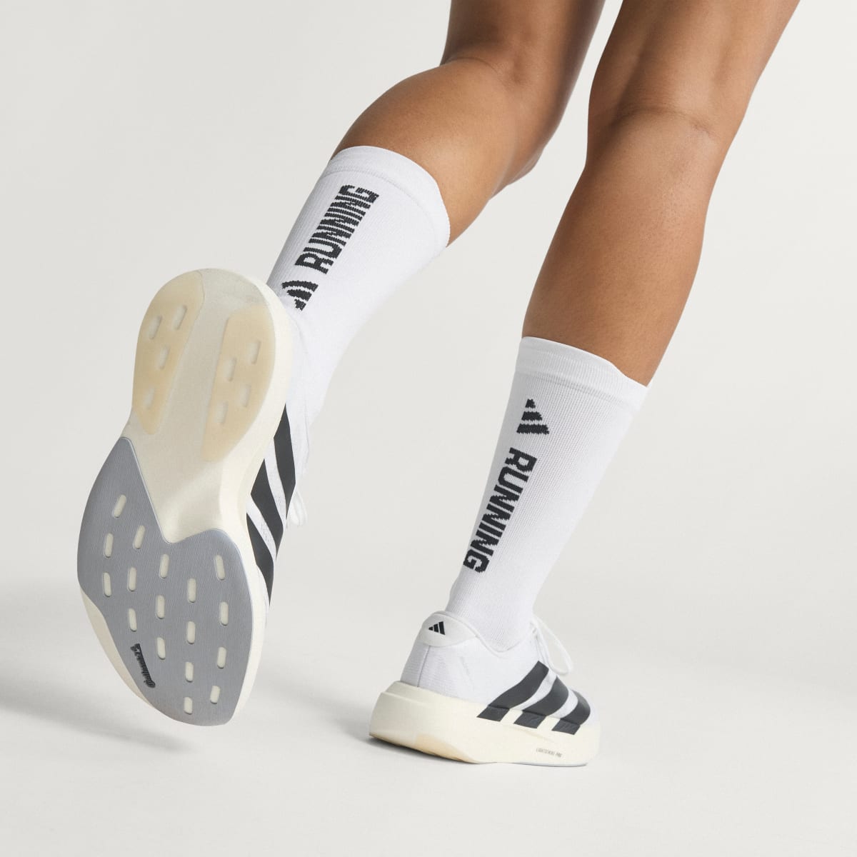 Adidas Women's Adizero EVO SL Shoes - Cloud White / Core Black / Cloud White - Image 8