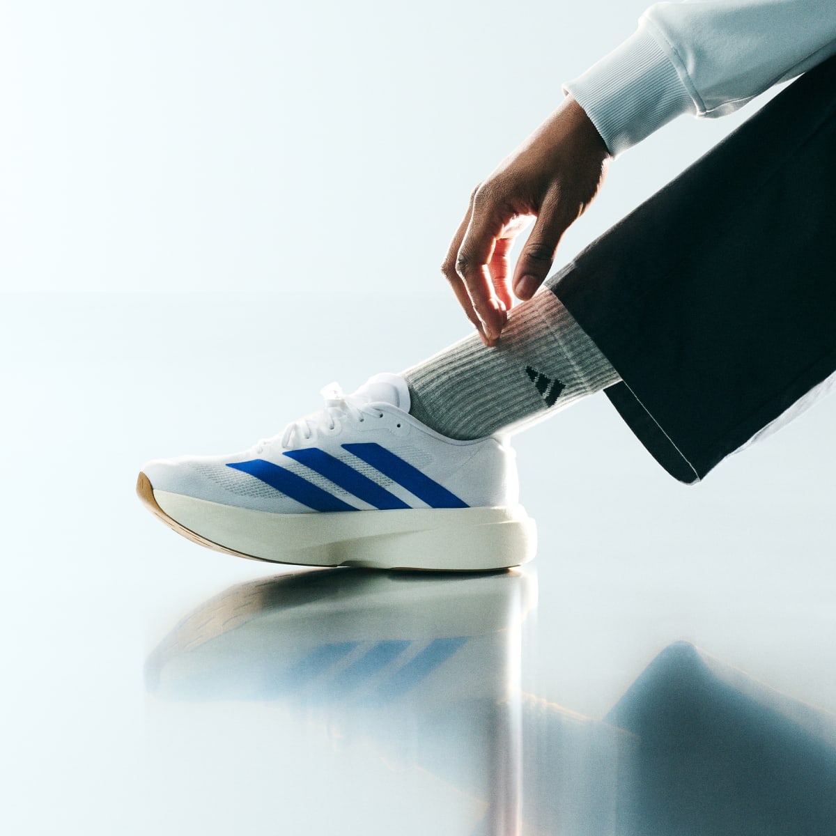 Adidas Men's Adizero EVO SL Shoes - Cloud White / Royal Blue / Pure Ruby - Image 13