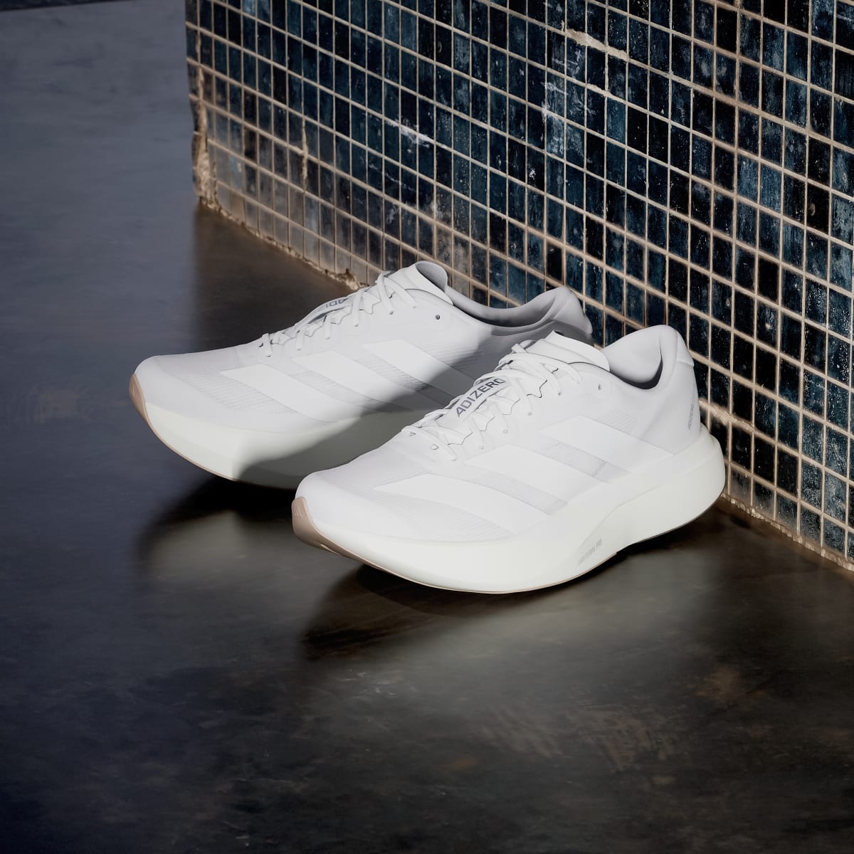 Adidas Men's Adizero EVO SL Shoes - Cloud White / Cloud White / Warm Sandstone - Image 5