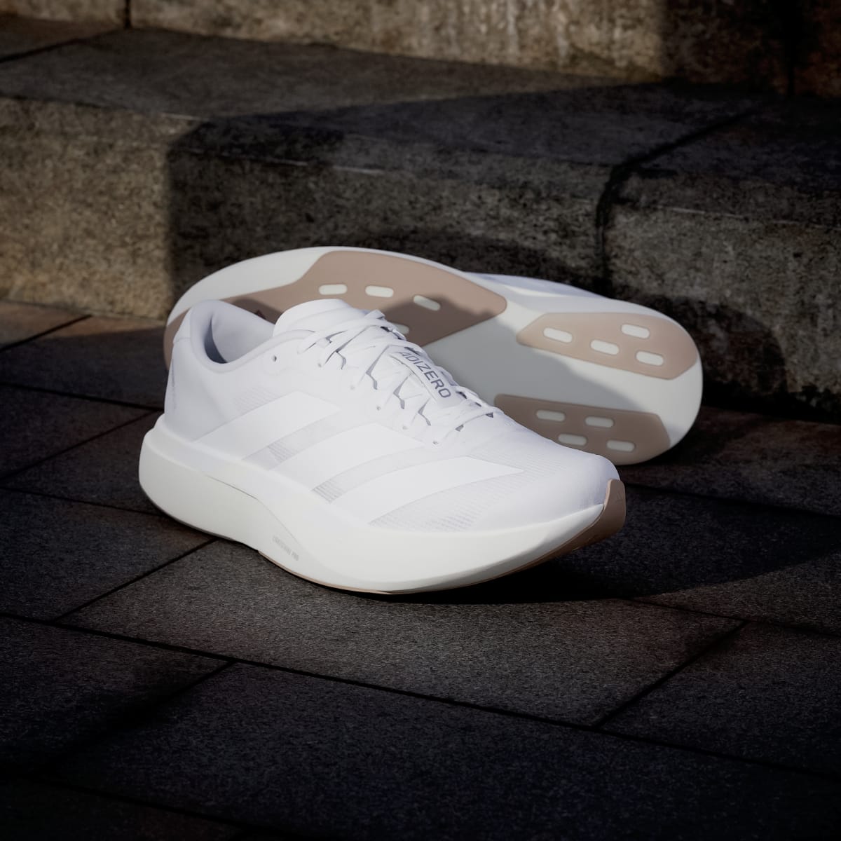 Adidas Men's Adizero EVO SL Shoes - Cloud White / Cloud White / Warm Sandstone - Image 8