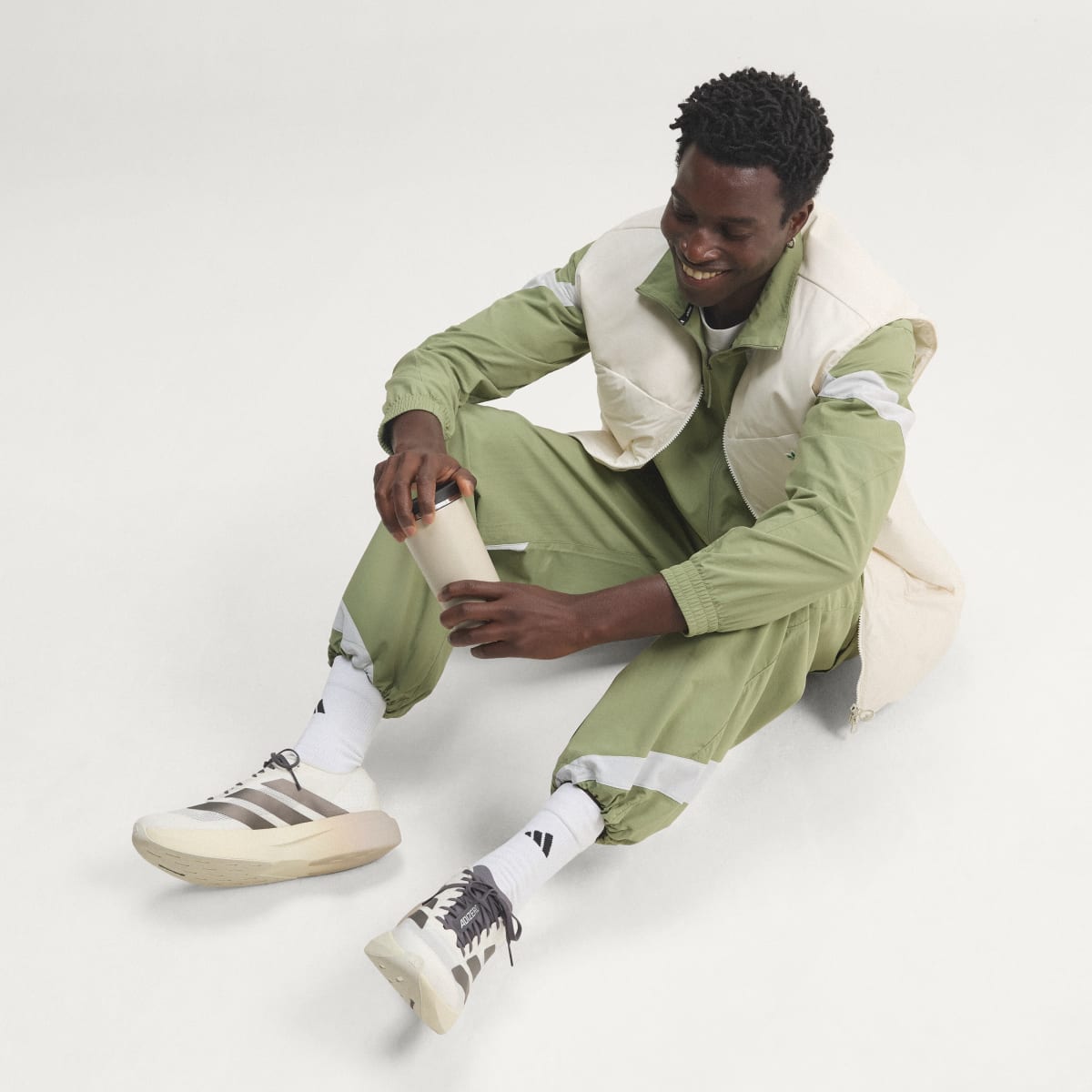 Adidas Men's Adizero EVO SL Shoes - Off White / Aurora Coffee Met. / Matte Silver - Image 10