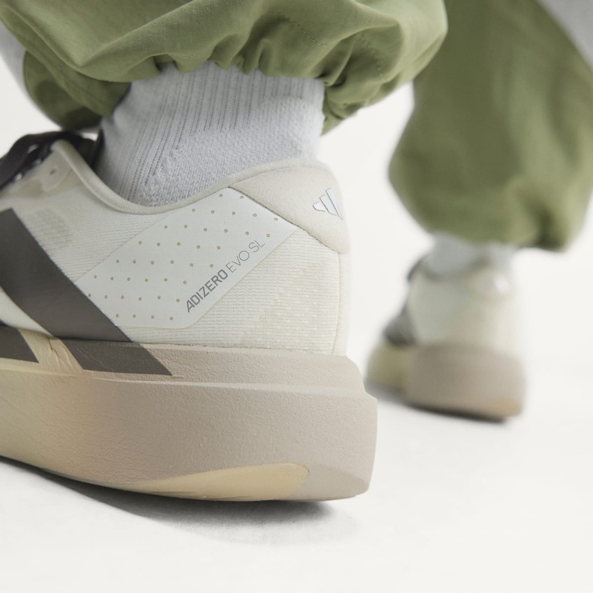 Adidas Men's Adizero EVO SL Shoes - Off White / Aurora Coffee Met. / Matte Silver - Image 5