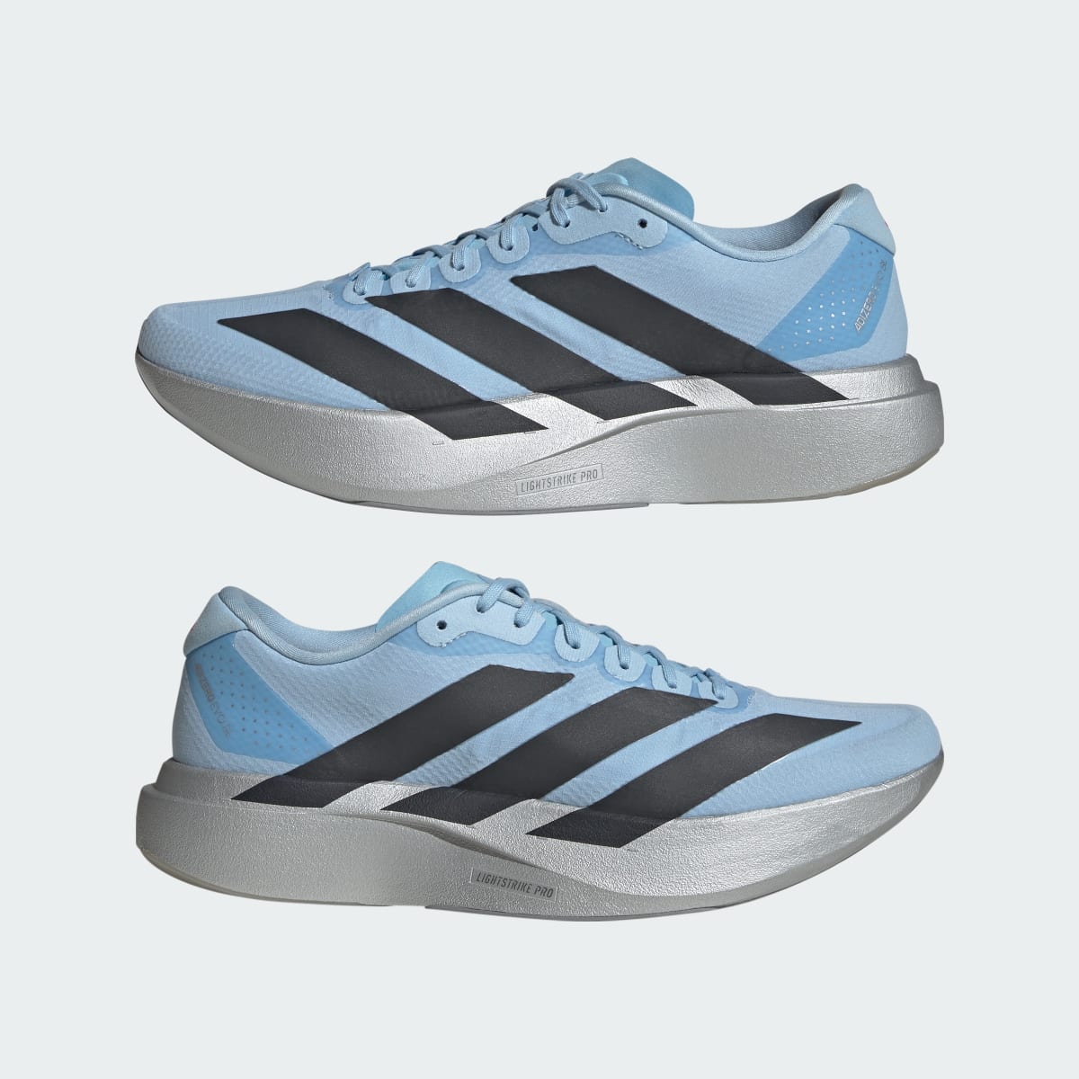 Adidas Men's Adizero EVO SL Woven Running Shoes - Clear Sky / Carbon / Silver Metallic - Image 7