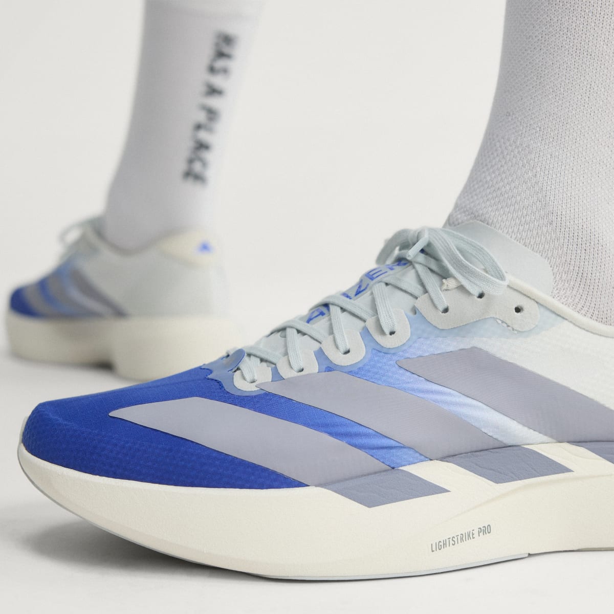 Adidas Men's Adizero EVO SL Woven Running Shoes - Lucid Blue / Slate / Crystal White - Image 8