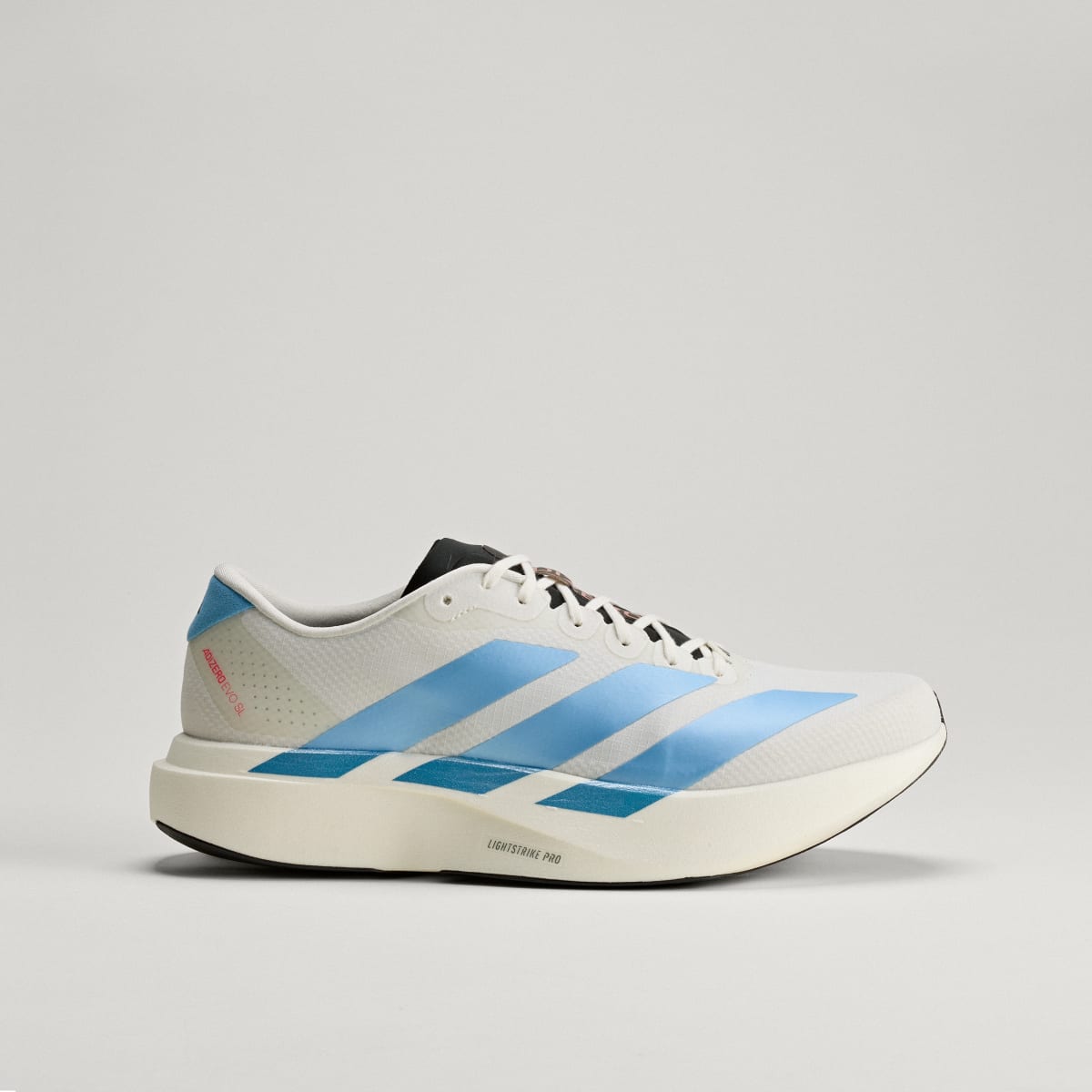 Adidas Men's Adizero EVO SL Woven Running Shoes - Off White / Light Blue / Bright Red - Image 3
