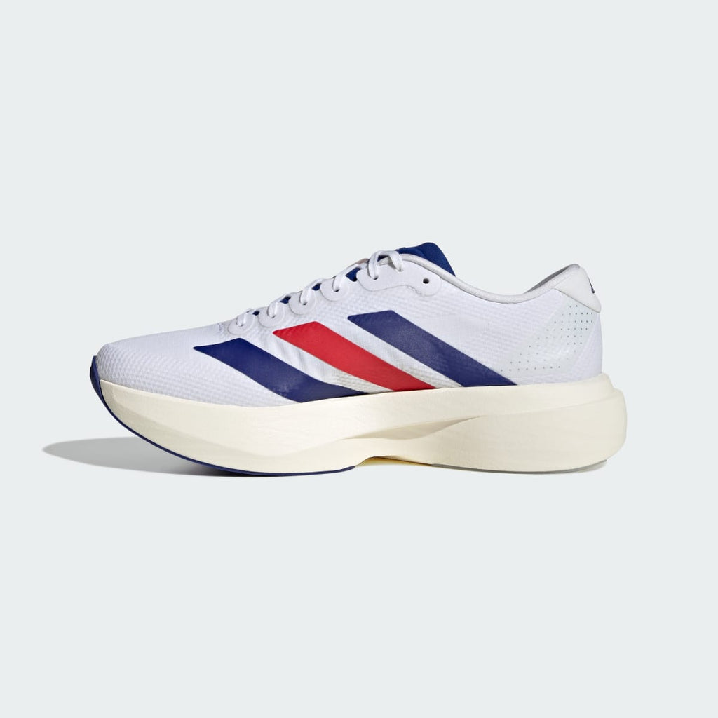 Adidas Men's Adizero EVO SL Woven Running Shoes - Cloud White / Mystery Ink / Pure Ruby - Image 6