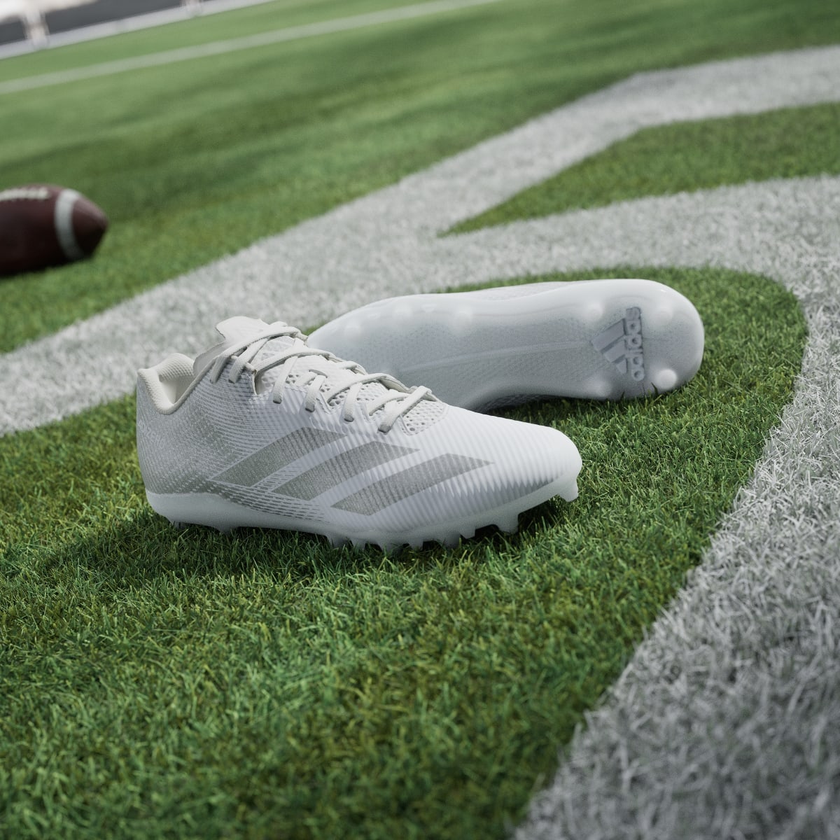 Adidas Men's Adizero Electric.2 II Football Cleats - Cloud White / Silver Metallic / Cloud White - Image 5