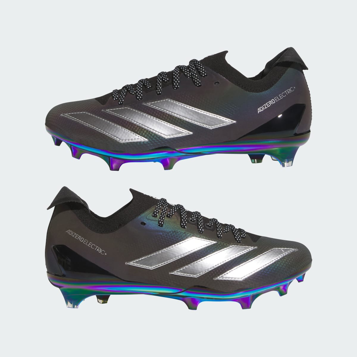 Adidas Men's Adizero Electric+ II Football Cleats - Core Black / Silver Metallic / Core Black - Image 8
