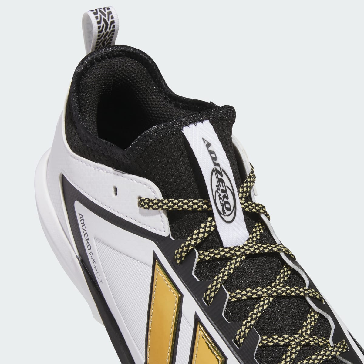 Adidas Men's Adizero Impact 3 Baseball Cleats - Cloud White / Gold Metallic / Core Black - Image 7