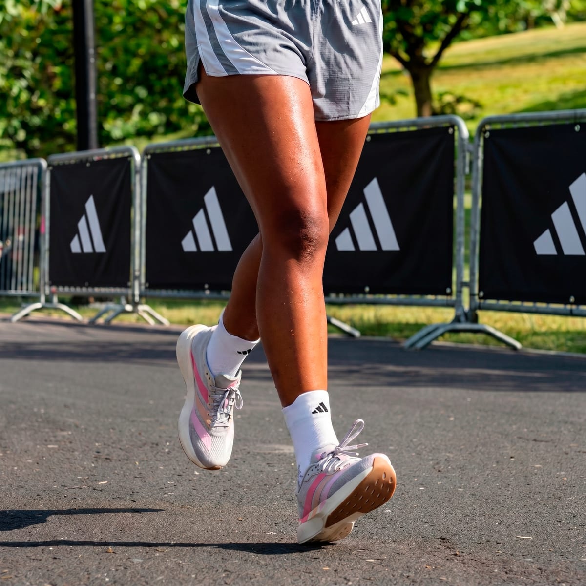 Adidas Women's Adizero Pacer Shoes - Grey One / Bliss Pink / Core White - Image 4