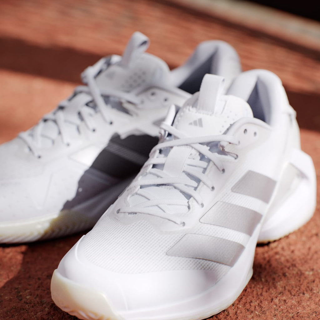 Adidas Women's Adizero Ubersonic 5 Clay Tennis Shoes - Cloud White / Silver Metallic / Cloud White - Image 10