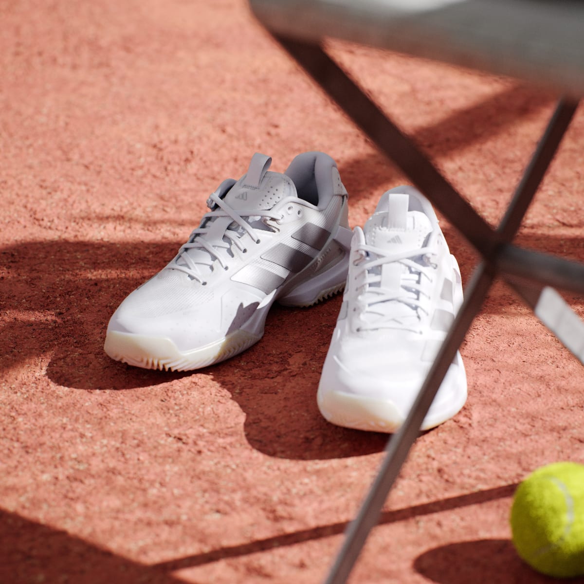 Adidas Women's Adizero Ubersonic 5 Clay Tennis Shoes - Cloud White / Silver Metallic / Cloud White - Image 5