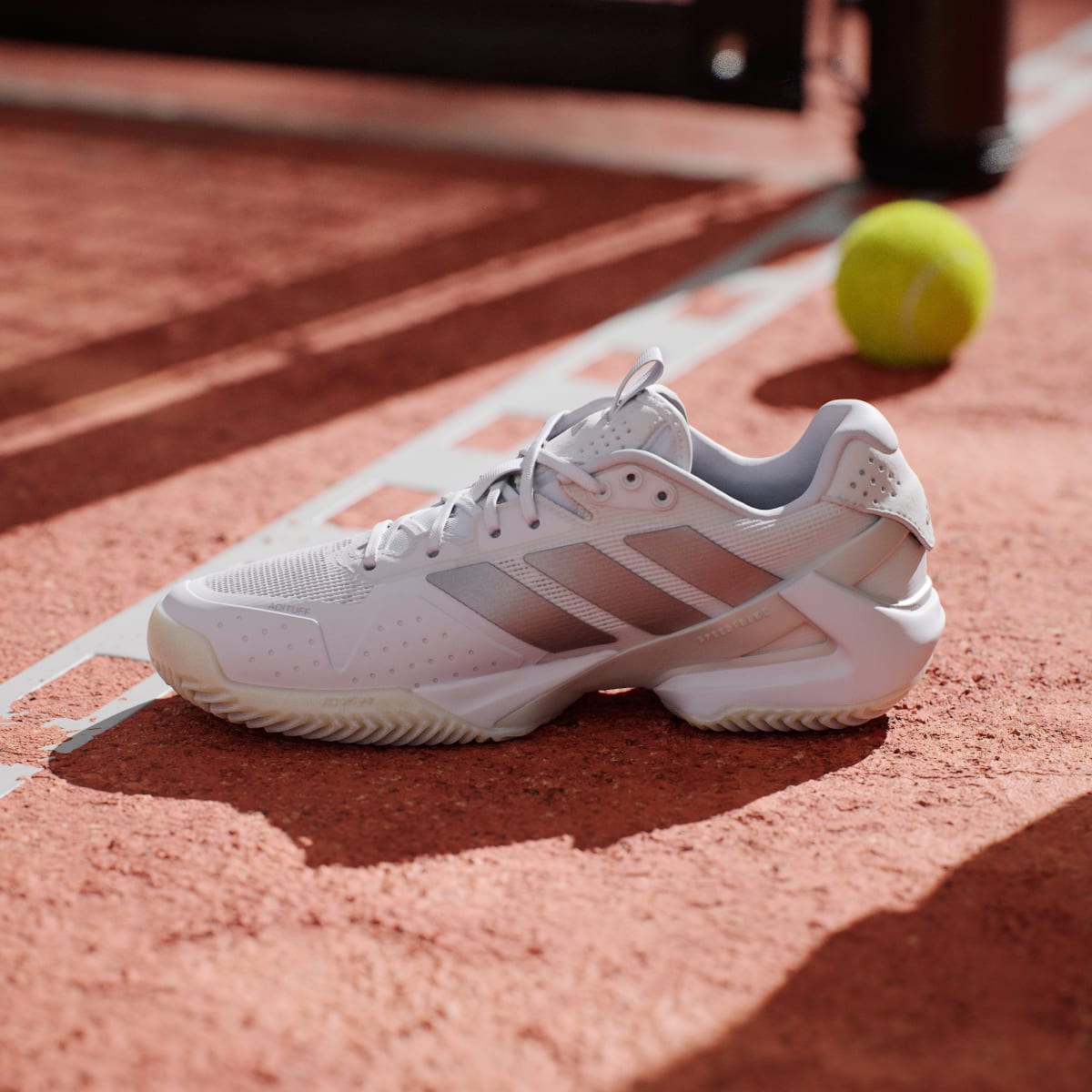 Adidas Women's Adizero Ubersonic 5 Clay Tennis Shoes - Cloud White / Silver Metallic / Cloud White - Image 7