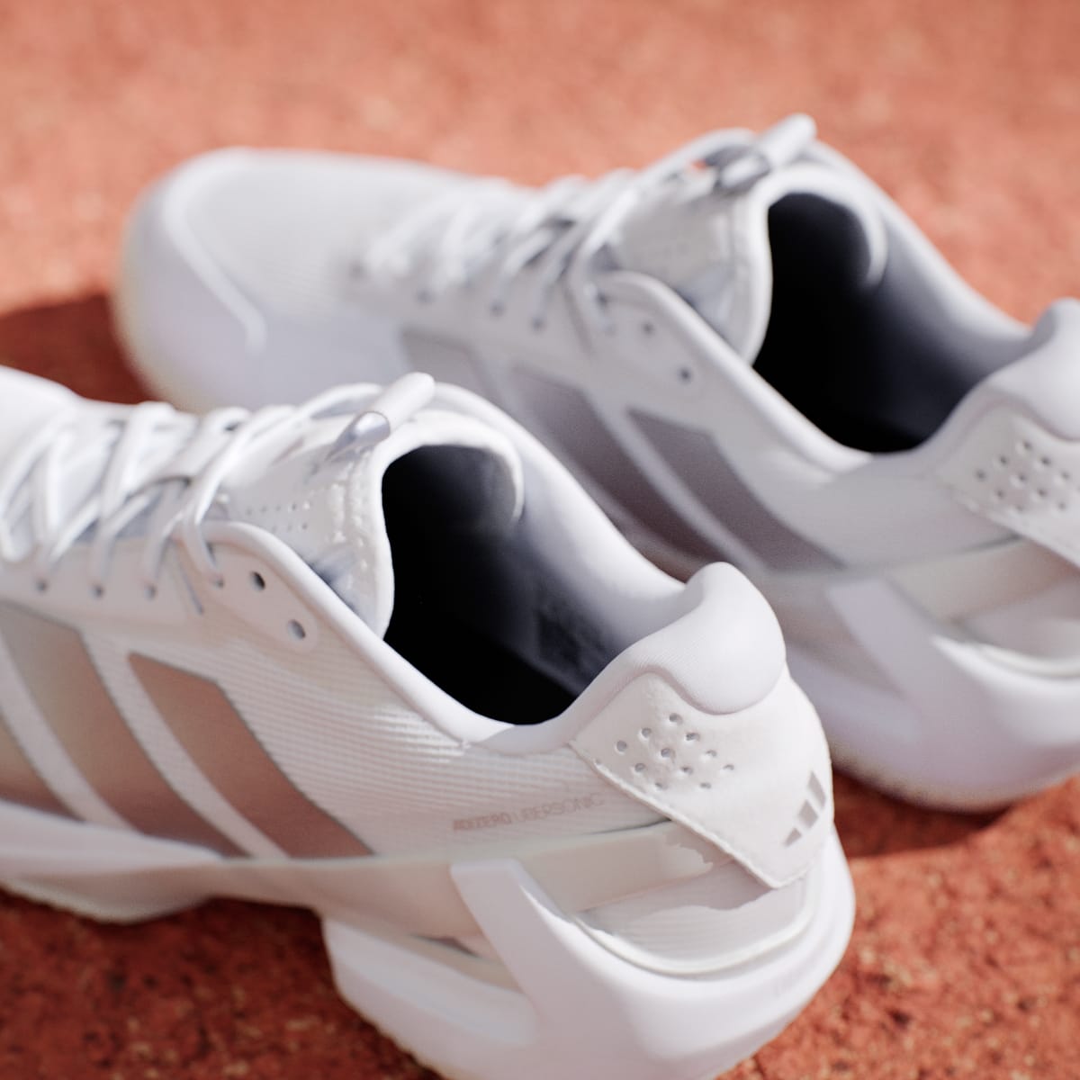 Adidas Women's Adizero Ubersonic 5 Clay Tennis Shoes - Cloud White / Silver Metallic / Cloud White - Image 9