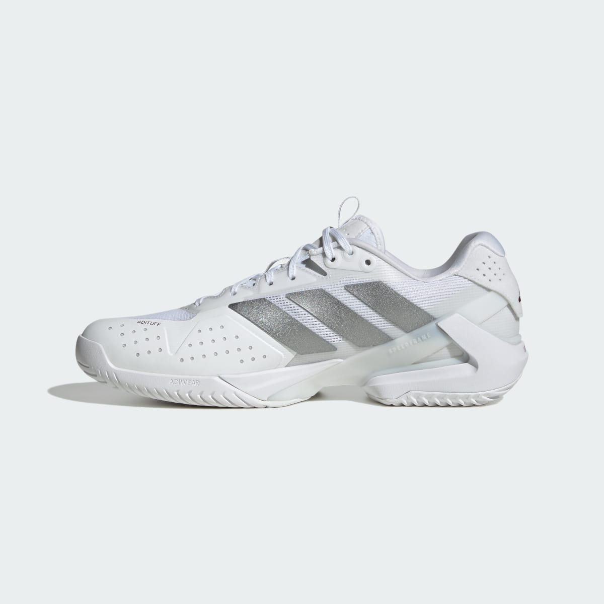 Adidas Men's Adizero Ubersonic 5 Tennis Shoes - Cloud White / Tech Grey Metallic / Maroon - Image 6