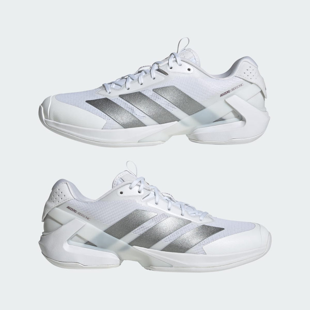 Adidas Men's Adizero Ubersonic 5 Tennis Shoes - Cloud White / Tech Grey Metallic / Maroon - Image 7